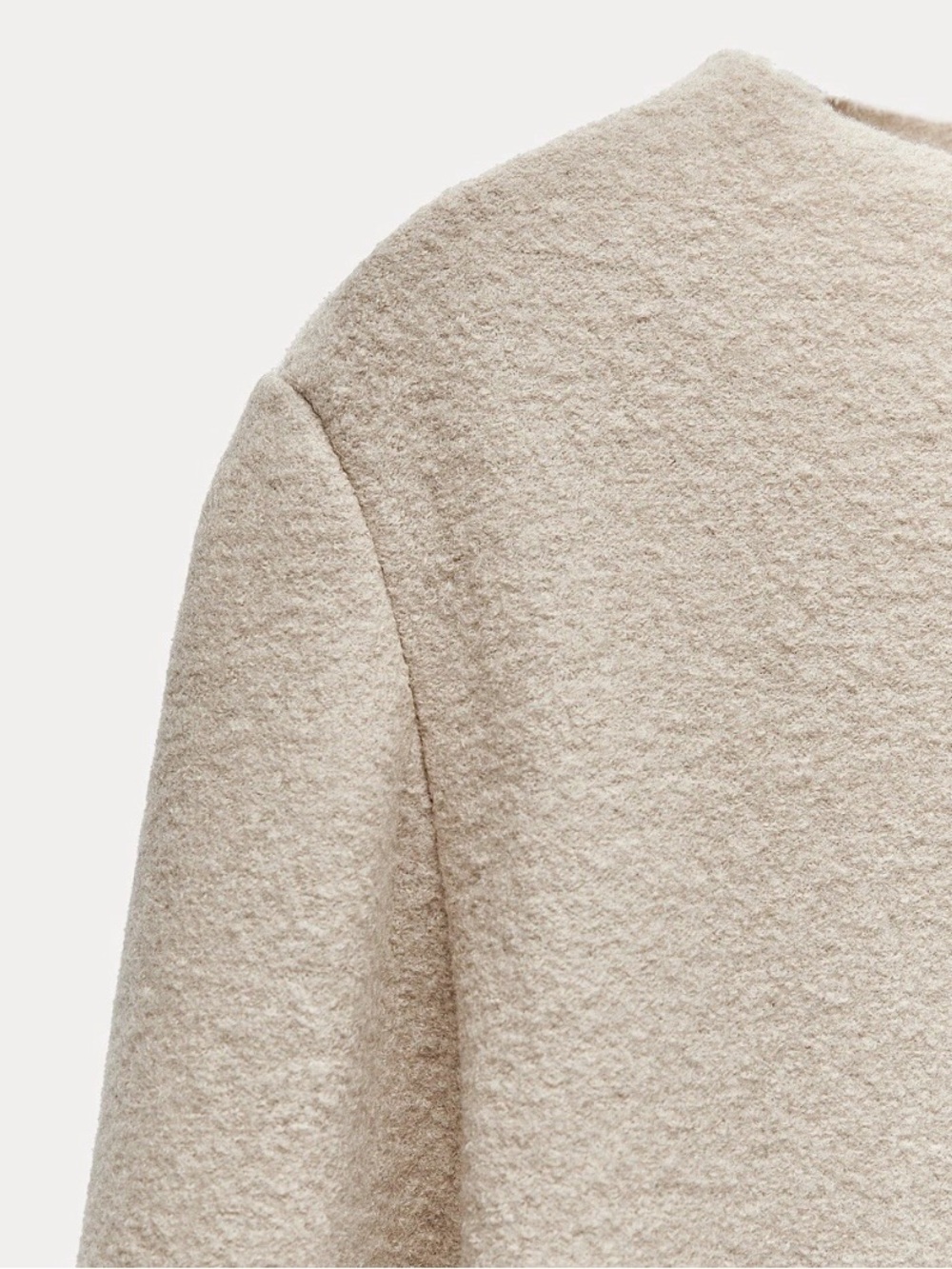 ZARA WOMEN IVORY ZW COLLECTION BOUCLÉ 100% WOOL MIDI DRESS SZ XS - Picture 7 of 12